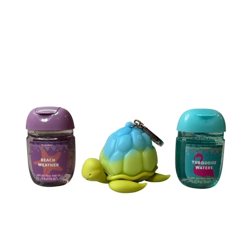 Bath & Body Works PocketBac Hand Sanitzer Lot With Sea Turtle Key Chain Holder